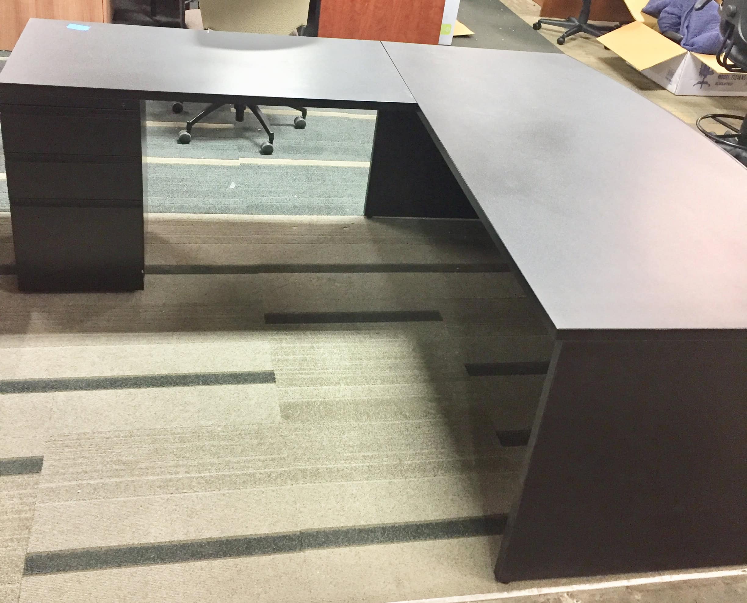 Black Bowfront L Desk