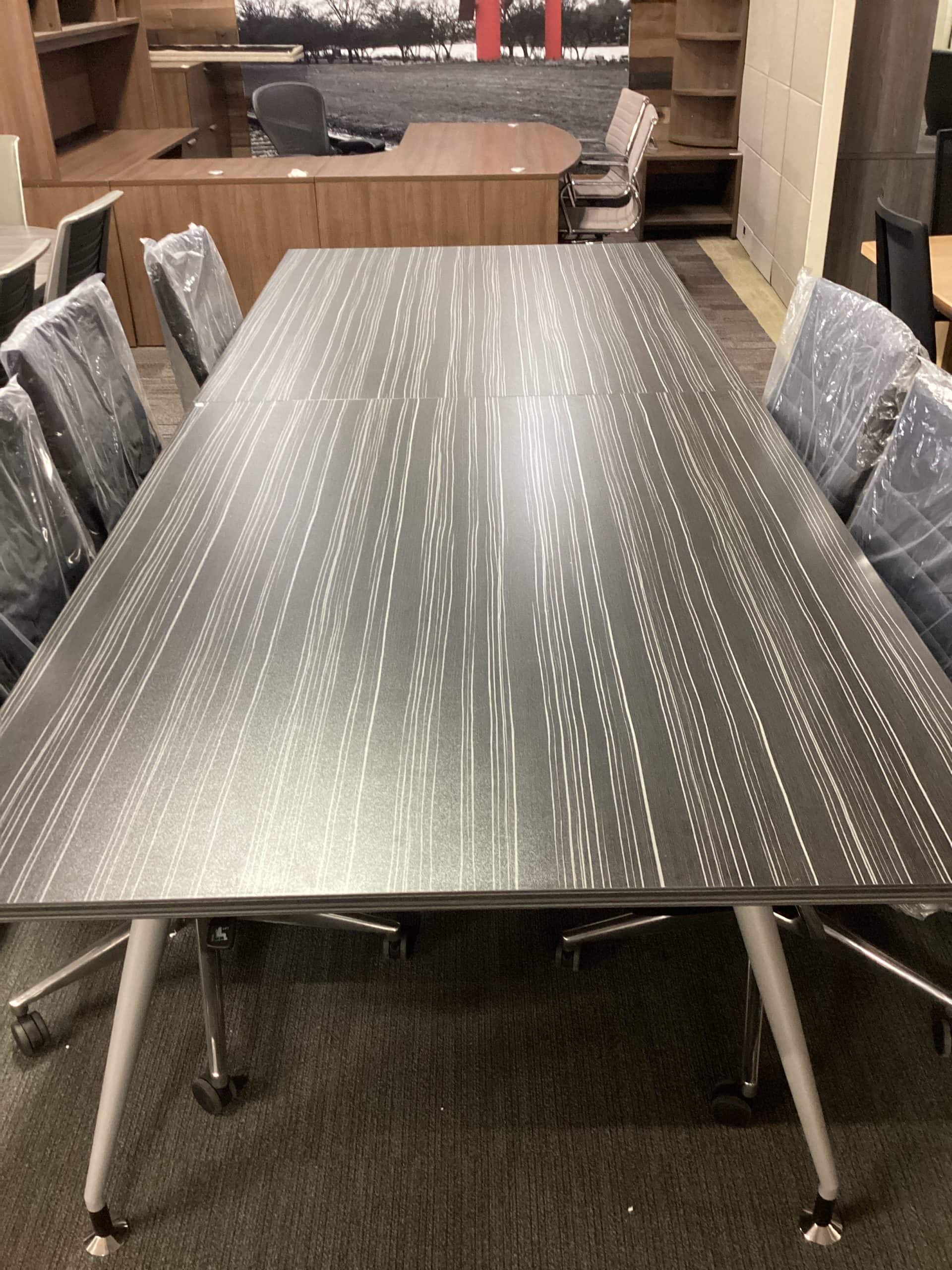 Gray Tiger Striped 10’ Conference Table